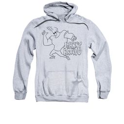 Johnny Bravo Hoodie Sweatshirt JB Line Art Athletic Heather Adult Hoody Sweat Shirt