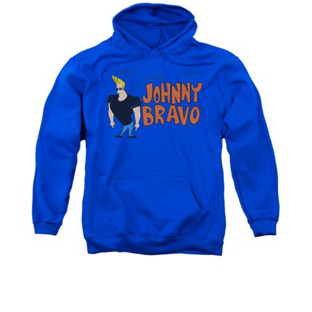 Johnny Bravo Hoodie Sweatshirt Johnny Logo Royal Adult Hoody Sweat Shirt