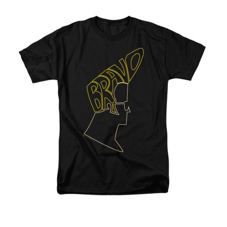 Johnny Bravo Shirt Bravo Hair Adult Black Tee T-Shirt