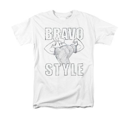 Johnny Bravo Shirt Bravo Style Adult White Tee T-Shirt