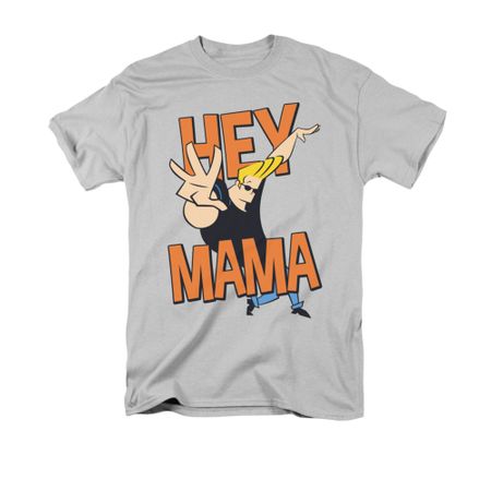 Johnny Bravo Shirt Hey Mama Adult Silver Tee T-Shirt