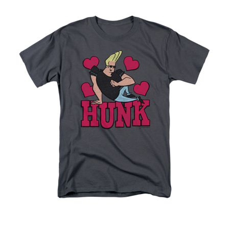 Johnny Bravo Shirt Hunk Adult Charcoal Tee T-Shirt