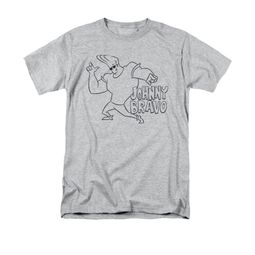 Johnny Bravo Shirt JB Line Art Adult Athletic Heather Tee T-Shirt