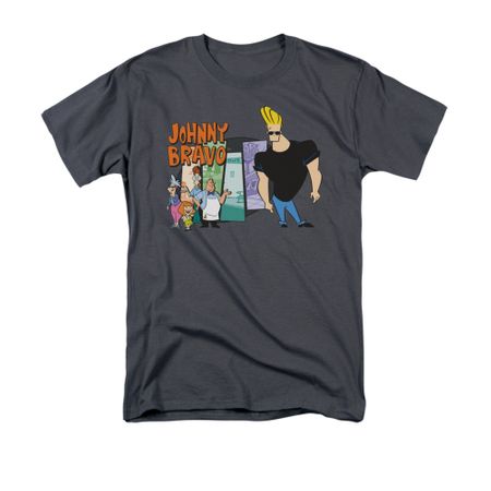 Johnny Bravo Shirt Johnny & Friends Adult Charcoal Tee T-Shirt