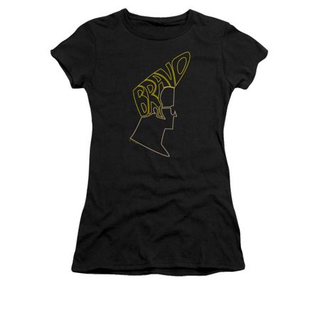 Johnny Bravo Shirt Juniors Bravo Hair Black Tee T-Shirt