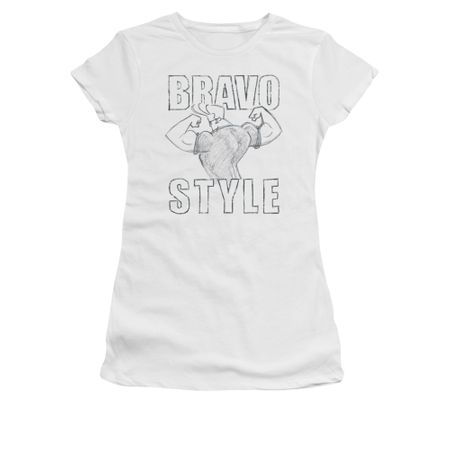 Johnny Bravo Shirt Juniors Bravo Style White Tee T-Shirt