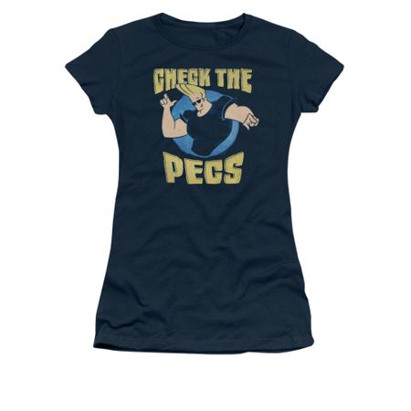 Johnny Bravo Shirt Juniors Check The Pects Navy Tee T-Shirt