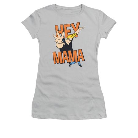 Johnny Bravo Shirt Juniors Hey Mama Silver Tee T-Shirt