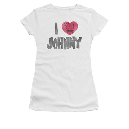 Johnny Bravo Shirt Juniors I Heart Johnny White Tee T-Shirt
