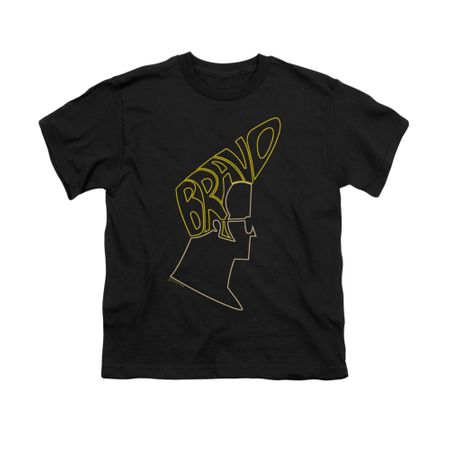 Johnny Bravo Shirt Kids Bravo Hair Black Youth Tee T-Shirt