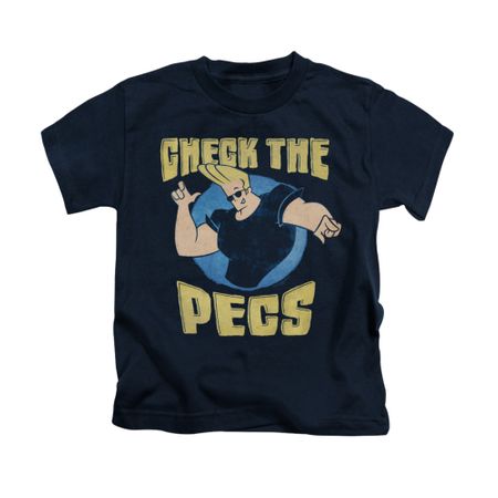 Johnny Bravo Shirt Kids Check The Pects Navy Youth Tee T-Shirt