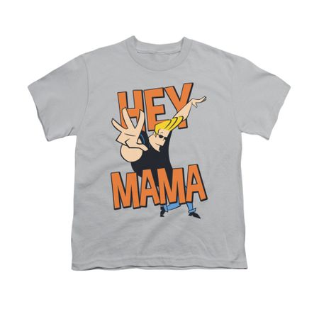 Johnny Bravo Shirt Kids Hey Mama Silver Youth Tee T-Shirt