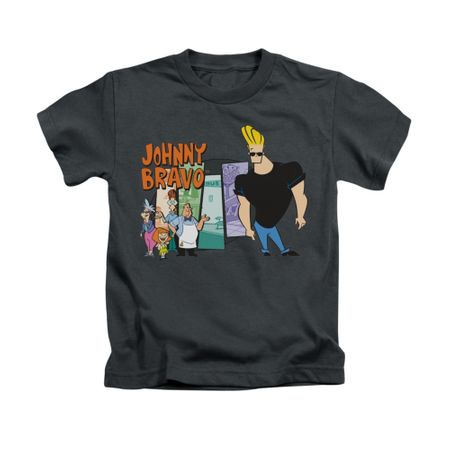 Johnny Bravo Shirt Kids Johnny & Friends Charcoal Youth Tee T-Shirt