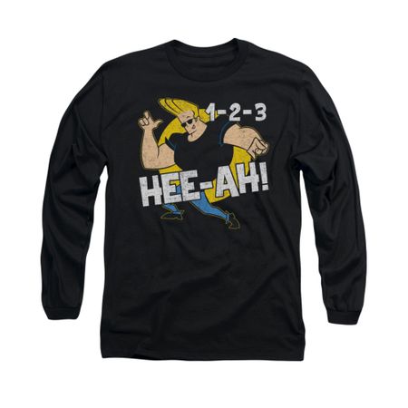 Johnny Bravo Shirt Long Sleeve 123 Black Tee T-Shirt