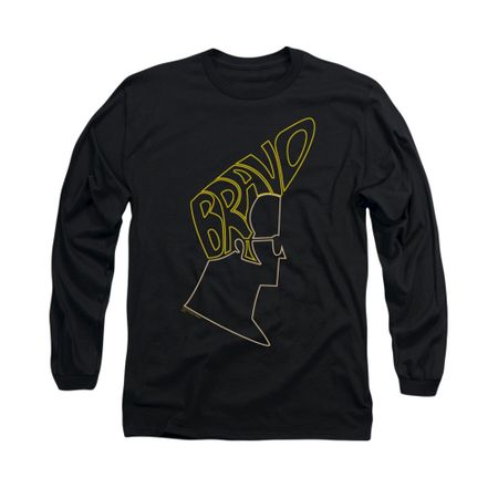 Johnny Bravo Shirt Long Sleeve Bravo Hair Black Tee T-Shirt