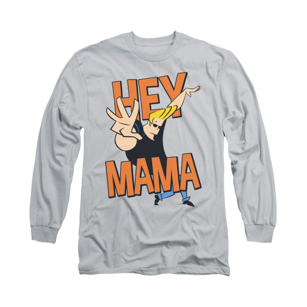 Johnny Bravo Shirt Long Sleeve Hey Mama Silver Tee TShirt Johnny