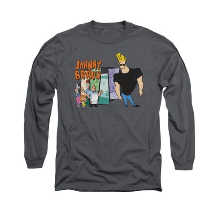 Johnny Bravo Shirt Long Sleeve Johnny & Friends Charcoal Tee T-Shirt