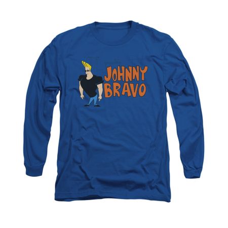 Johnny Bravo Shirt Long Sleeve Johnny Logo Royal Tee T-Shirt