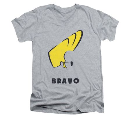Johnny Bravo Shirt Slim Fit V Neck Johnny Hair Athletic Heather Tee T-Shirt