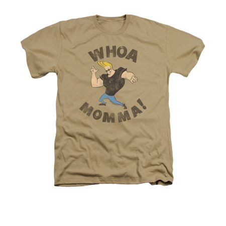 Johnny Bravo Shirt Whoa Momma Adult Heather Sand Tee T-Shirt