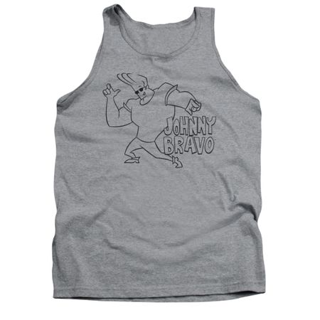 Johnny Bravo Tank Top JB Line Art Athletic Heather Tanktop