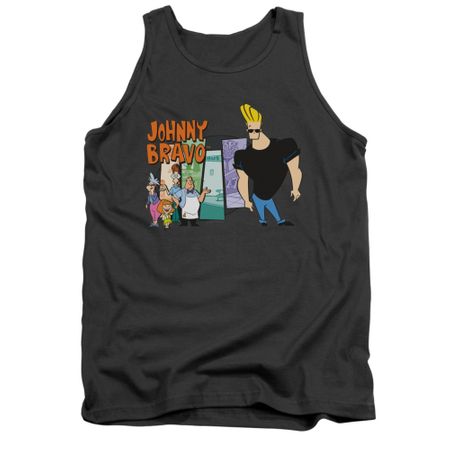 Johnny Bravo Tank Top Johnny & Friends Charcoal Tanktop