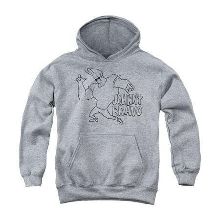 Johnny Bravo Youth Hoodie Imaginary Athletic Heather Kids Hoody