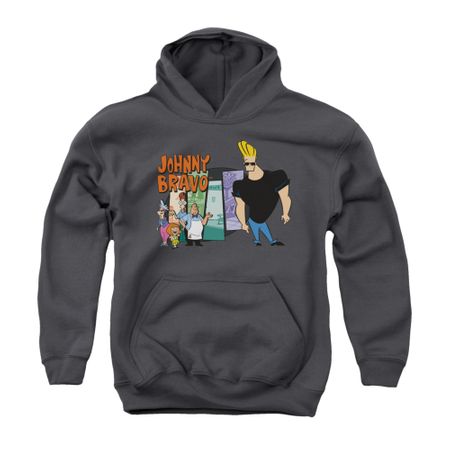 Johnny Bravo Youth Hoodie Imaginary Charcoal Kids Hoody