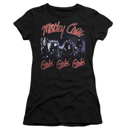 Juniors Motley Crue GIRLS GIRLS GIRLS Fitted Tee - Black