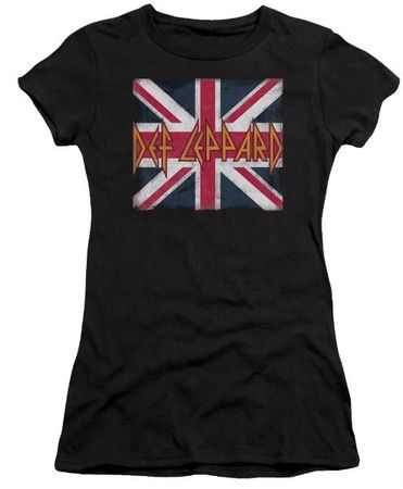 Juniors Size Def leppard UNION JACK T-shirt - Black