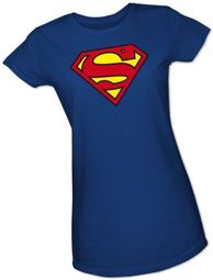 Juniors Superman Logo - Royal Blue Tee - Petite Ladies