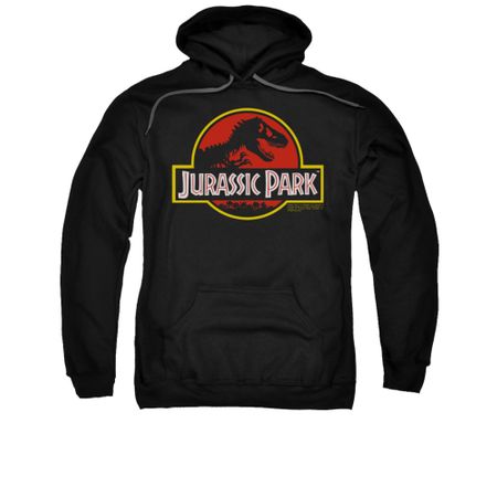 Jurassic Park Hoodie Sweatshirt Classic Logo Black Adult Hoody Sweat Shirt
