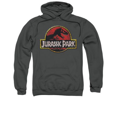 Jurassic Park Hoodie Sweatshirt Stone Logo Charcoal Adult Hoody Sweat Shirt