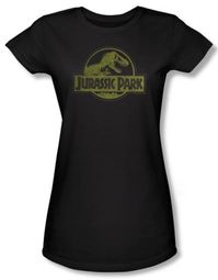 Jurassic Park Juniors T-shirt Movie Distressed Logo Black Tee Shirt