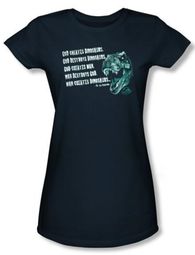 Jurassic Park Juniors T-shirt Movie God Creates Dinosaurs Navy Shirt