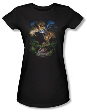 Jurassic Park Juniors T-shirt Movie Happy Family Black Tee Shirt