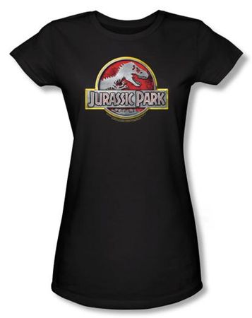 Jurassic Park Juniors T-shirt Movie Logo Black Tee Shirt