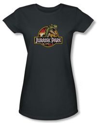 Jurassic Park Juniors T-shirt Movie Retro Rex Charcoal Tee Shirt