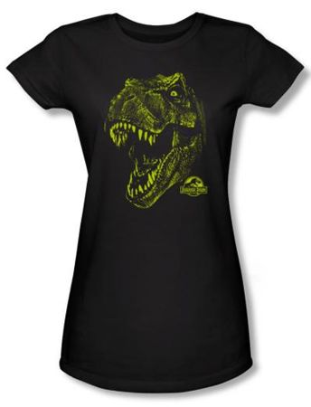 Jurassic Park Juniors T-shirt Movie Rex Dinosaur Mount Black Tee Shirt