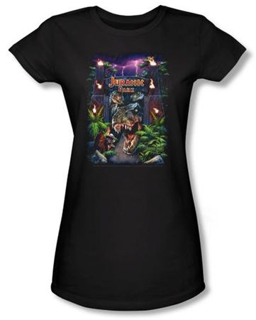 Jurassic Park Juniors T-shirt Movie Welcome To The Park Black Shirt