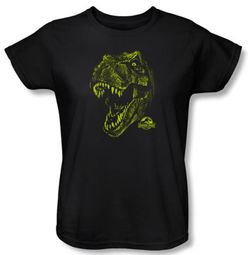 Jurassic Park Ladies T-shirt Movie Rex Dinosaur Mount Black Tee Shirt