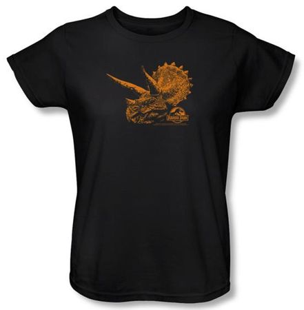 Jurassic Park Ladies T-shirt Movie Tri Dinosaur Mount Black Tee Shirt