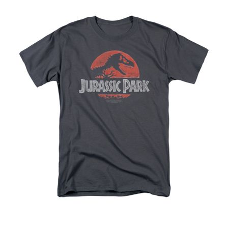 Jurassic Park Shirt Faded Logo Adult Charcoal Tee T-Shirt