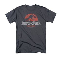 Jurassic Park Shirt Faded Logo Adult Charcoal Tee T-Shirt Jurassic Park Shirt Faded Logo Adult Charcoal Tee T-Shirt