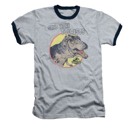 Jurassic Park Ringer Shirt More Tourists Adult Heather/Navy Tee T-Shirt