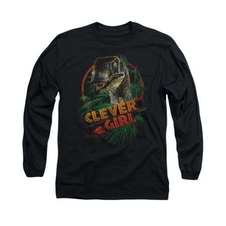 Jurassic Park Shirt Clever Girl Long Sleeve Black Tee T-Shirt