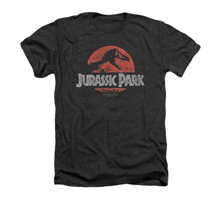 Jurassic Park Shirt Faded Logo Adult Heather Charcoal Tee T-Shirt