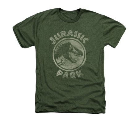 Jurassic Park Shirt Jp Stamp Adult Heather Military Green Tee T-Shirt