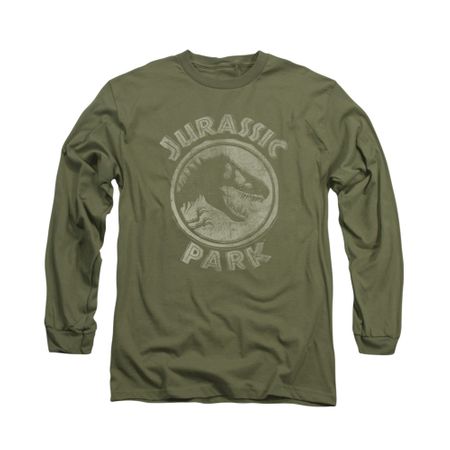 Jurassic Park Shirt Jp Stamp Long Sleeve Military Green Tee T-Shirt