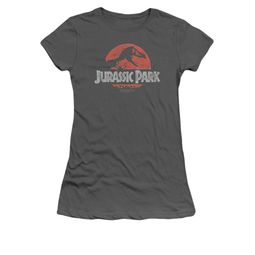 Jurassic Park Shirt Juniors Faded Logo Charcoal Tee T-Shirt Jurassic Park Shirt Juniors Faded Logo Charcoal Tee T-Shirt